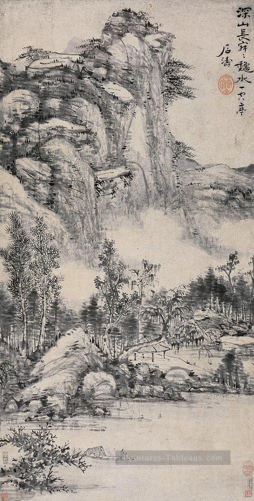 Shitao Deep Mountain vieille encre de Chine Peintures à l'huile